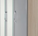 NEVADA 3 DOOR 2 DRAWER WARDROBE - GREY GLOSS/LIGHT OAK EFFECT VENEER