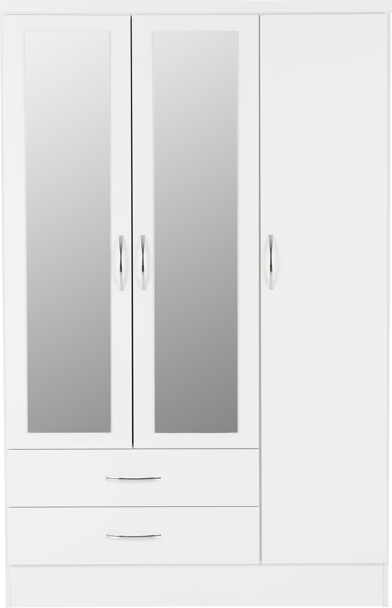 NEVADA 3 DOOR 2 DRAWER WARDROBE - WHITE GLOSS