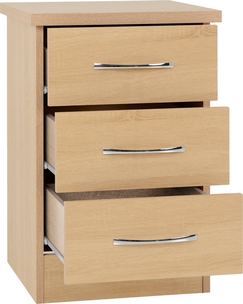 NEVADA 3 DRAWER BEDSIDE - SONOMA OAK EFFECT - SONOMA OAK EFFECT