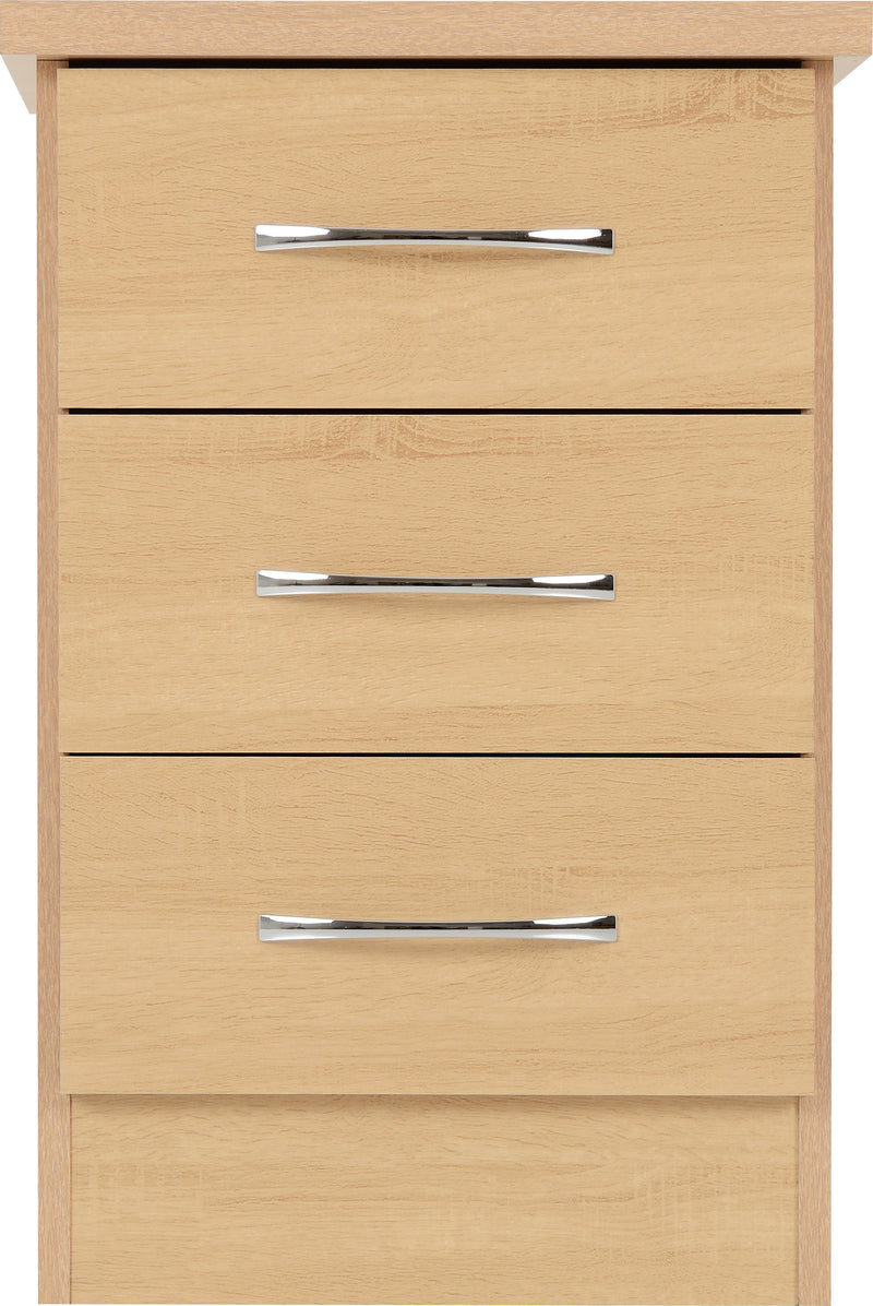 NEVADA 3 DRAWER BEDSIDE - SONOMA OAK EFFECT - SONOMA OAK EFFECT