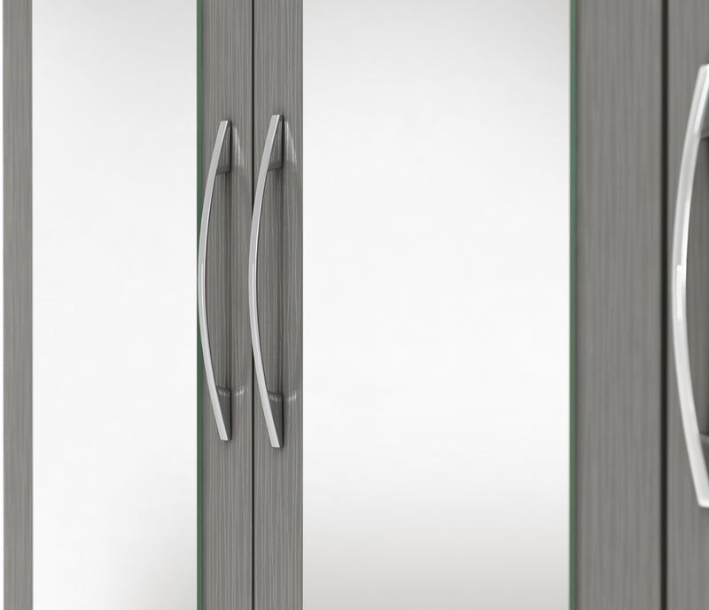NEVADA 4 DOOR 2 DRAWER WARDROBE - 3D EFFECT GREY