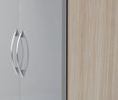 NEVADA 4 DOOR 2 DRAWER WARDROBE - GREY GLOSS/LIGHT OAK EFFECT VENEER