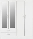 NEVADA 4 DOOR 2 DRAWER WARDROBE - WHITE GLOSS