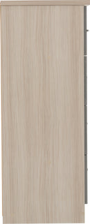 NEVADA 5 DRAWER LOW WARDROBE - GREY GLOSS/LIGHT OAK EFFECT VENEER