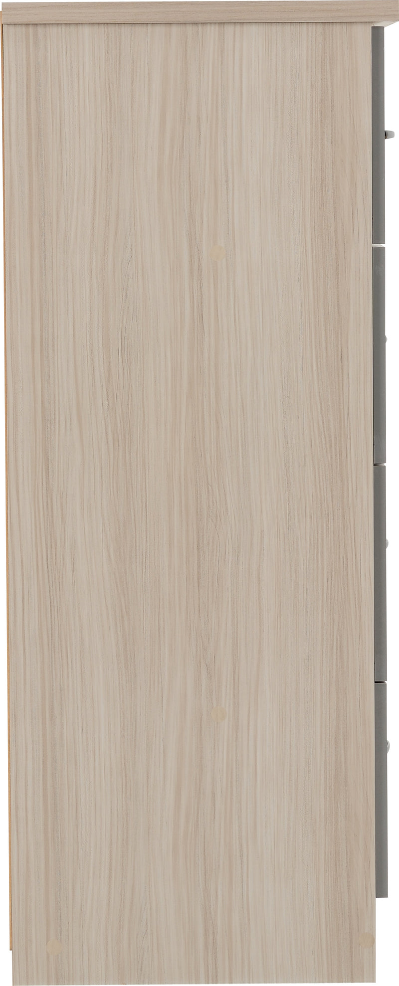 NEVADA 5 DRAWER LOW WARDROBE - GREY GLOSS/LIGHT OAK EFFECT VENEER