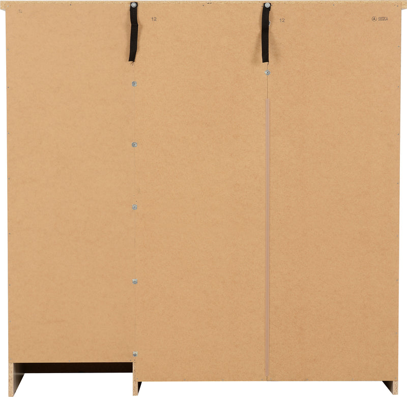 NEVADA 5 DRAWER LOW WARDROBE - GREY GLOSS/LIGHT OAK EFFECT VENEER