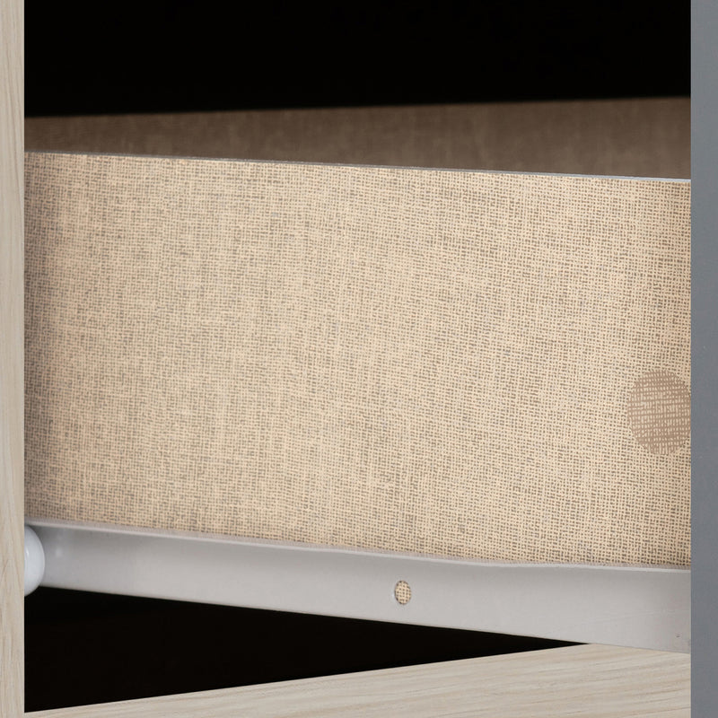 NEVADA 5 DRAWER LOW WARDROBE - GREY GLOSS/LIGHT OAK EFFECT VENEER