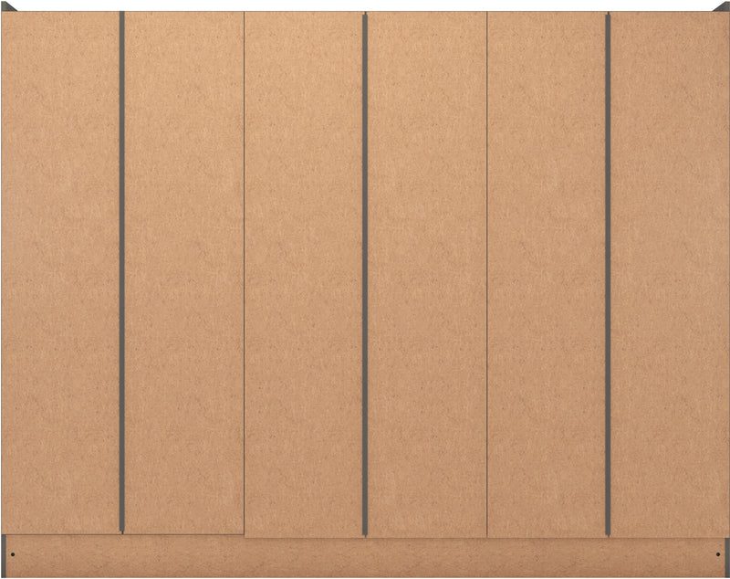 NEVADA 6 DOOR 2 DRAWER WARDROBE - 3D EFFECT GREY