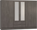 NEVADA 6 DOOR 2 DRAWER WARDROBE - BLACK WOOD GRAIN