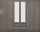NEVADA 6 DOOR 2 DRAWER WARDROBE - BLACK WOOD GRAIN