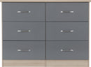 NEVADA 6 DRAWER CHEST - GREY GLOSS/LIGHT OAK EFFECT VENEER