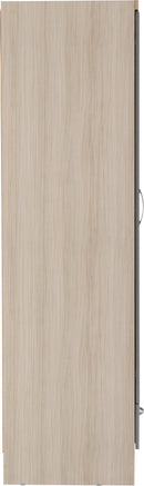 NEVADA MIRRORED 2 DOOR WARDROBE - GREY GLOSS/LIGHT OAK EFFECT VENEER