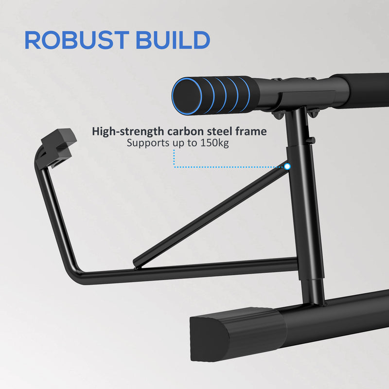 SPORTNOW Pull-Up Bar Doorway Push Up Stand w/ Resistance Bands, Blue