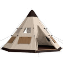 Outsunny 6-7 Person Large Family Party Camping Tent W/ Carrying Bag, Khaki