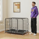 PawHut Heavy Duty Dog Crate, Large Dog Cage With Wheels And Tray