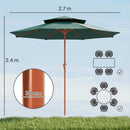 Outsunny 2.7 M Garden Parasol With Double Top, Green