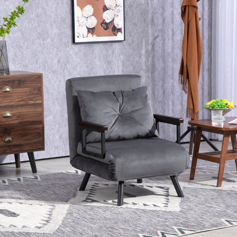 HOMCOM Click Clack Single Chair Bed Settee For Living Room, Guest Room