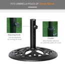 Outsunny Round Patio Umbrella Base Stand, Umbrella Holder, Black