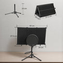 HOMCOM Studio Microphone Isolation Shield with Pop Filter & Stand, Black