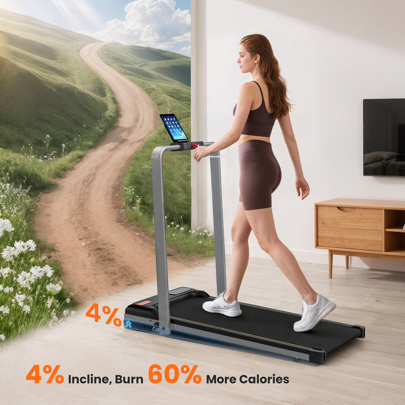 SPORTNOW Folding Treadmill Under Desk Walking Pad with Incline