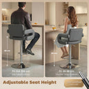 HOMCOM Bar Stools Adjustable Swivel With Armrest Set Of 2 Grey