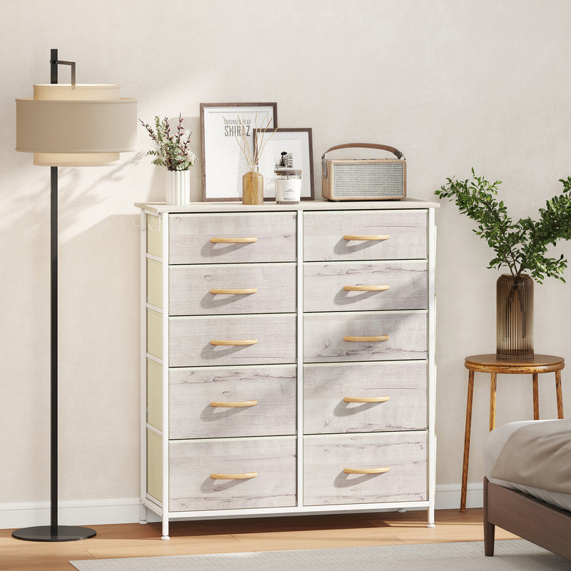 HOMCOM Fabric Chest of Drawers, 8 Drawer Dresser for Bedroom