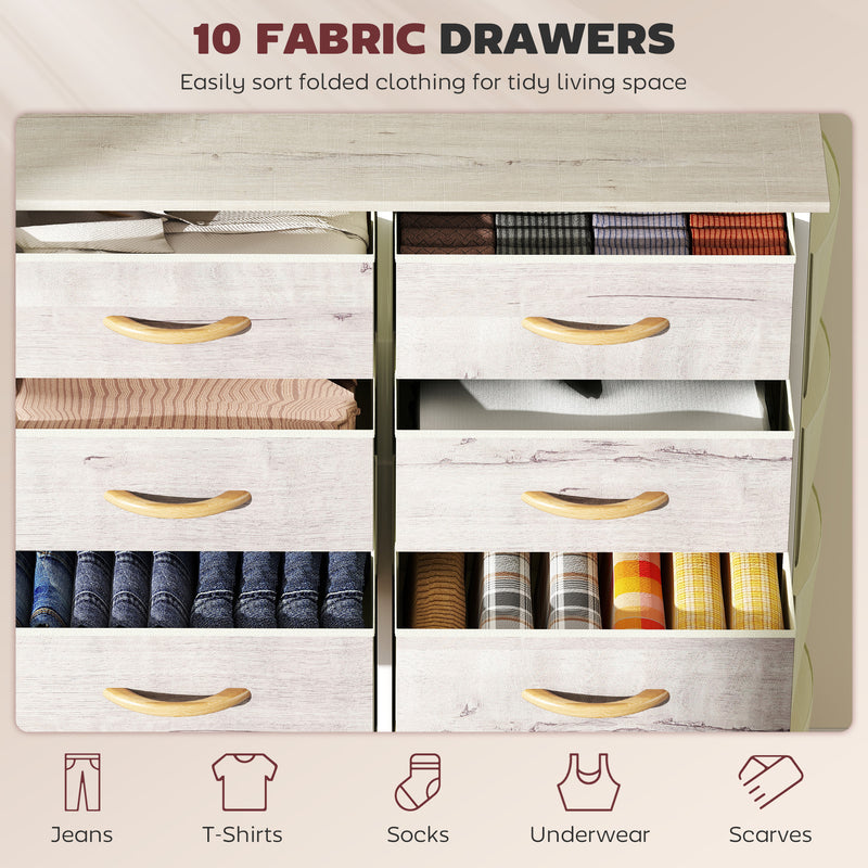 HOMCOM Fabric Chest of Drawers, 8 Drawer Dresser for Bedroom