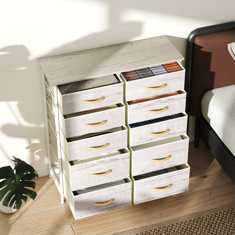 HOMCOM Fabric Chest of Drawers, 8 Drawer Dresser for Bedroom
