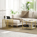 HOMCOM Modern Coffee Table Set Of Two W/ Steel Frame Marble-Effect Gold Tone