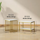 HOMCOM Modern Coffee Table Set Of Two W/ Steel Frame Marble-Effect Gold Tone