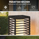 Outsunny Garden Rattan Lamp, 68 cm Solar Rattan Floor Lamp with Auto On/Off