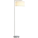 HOMCOM Floor Lamp, Modern Standing Lamp With Linen Lampshade, Silver Tone