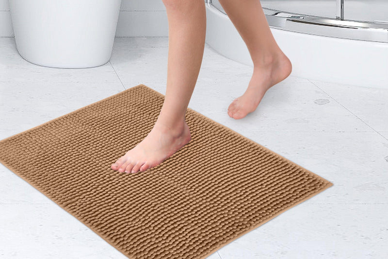 Noodle Soft Touch Non-Slip Bathroom Rug in Walnut