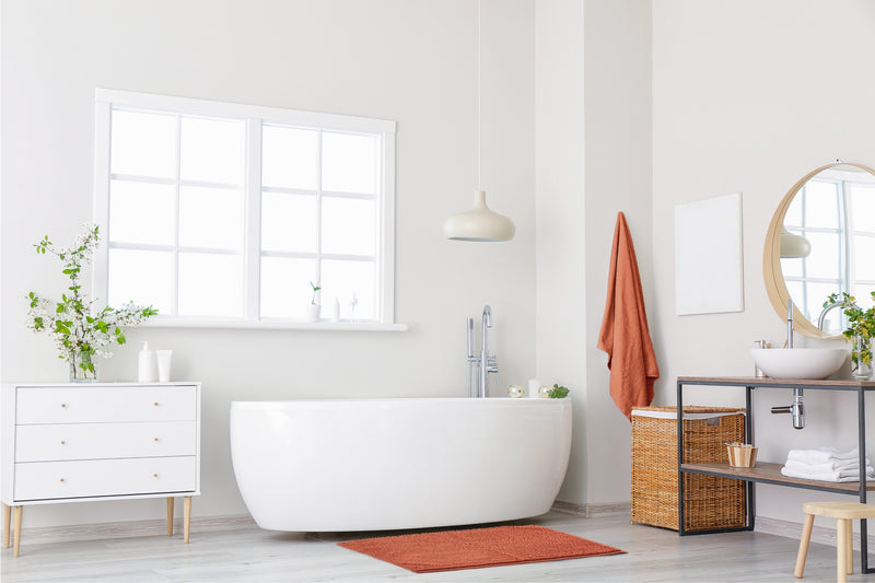 Noodle Soft Touch Non-Slip Bathroom Rug in Burnt Orange