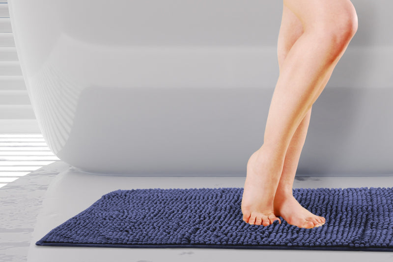 Noodle Soft Touch Non-Slip Bathroom Rug in Navy