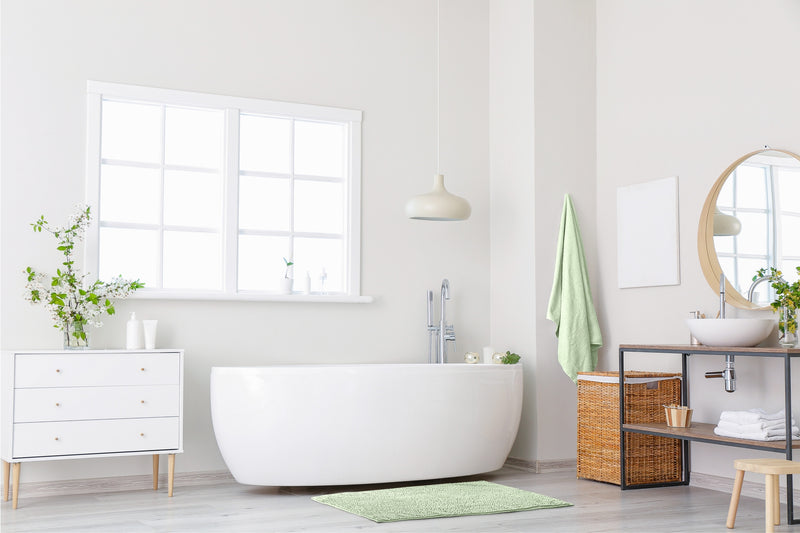 Noodle Soft Touch Non-Slip Bathroom Rug in Sage Green