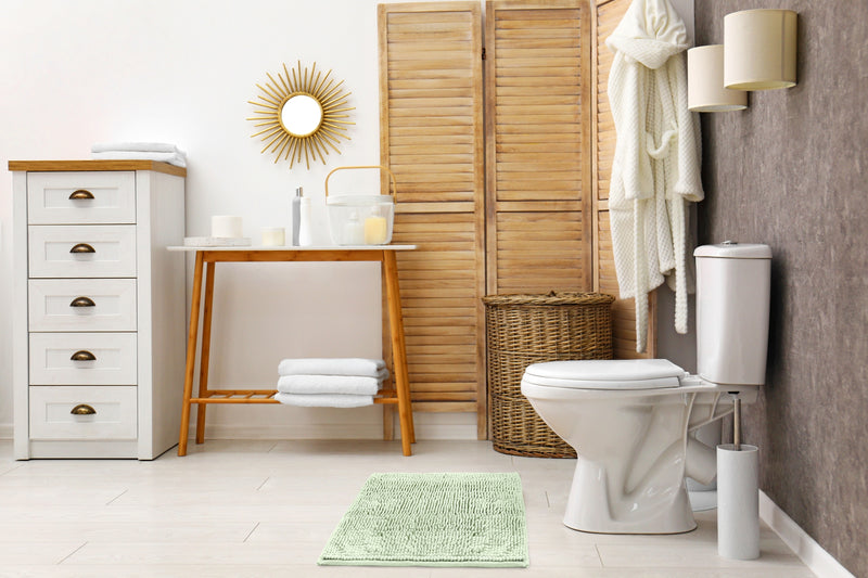 Noodle Soft Touch Non-Slip Bathroom Rug in Sage Green