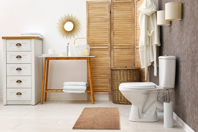 Noodle Soft Touch Non-Slip Bathroom Rug in Walnut