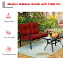 Garden Furniture Set With 2 Seat Cushioned Sofa And Coffee Table-Red