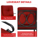 Garden Furniture Set With 2 Seat Cushioned Sofa And Coffee Table-Red