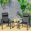 3 Pieces Patio Bistro Set With Coffee Table And 2 Stackable Chairs-Black
