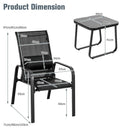 3 Pieces Patio Bistro Set With Coffee Table And 2 Stackable Chairs-Black