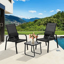 3 Pieces Patio Bistro Set With Coffee Table And 2 Stackable Chairs-Black