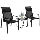 3 Pieces Patio Bistro Set With Coffee Table And 2 Stackable Chairs-Black