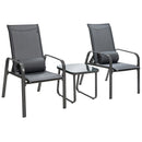 3 Pieces Patio Bistro Set With Coffee Table And 2 Stackable Chairs-Grey