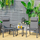 3 Pieces Patio Bistro Set With Coffee Table And 2 Stackable Chairs-Grey