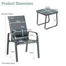 3 Pieces Patio Bistro Set With Coffee Table And 2 Stackable Chairs-Grey