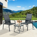 3 Pieces Patio Bistro Set With Coffee Table And 2 Stackable Chairs-Grey
