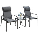 3 Pieces Patio Bistro Set With Coffee Table And 2 Stackable Chairs-Grey