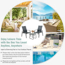 3 Pieces Patio Bistro Set With Coffee Table And 2 Stackable Chairs-Grey